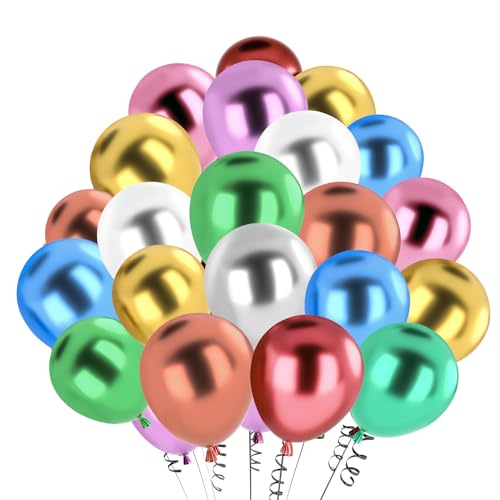 Luftballons Bunt Metallic,100 Stück 12 Zoll Matt Metallic Bunt Ballon,Chrom Bunt Metallic für Geburtstagsdeko Hochzeit Taufe Deko Partydeko Luftballoons 100pcs von Maclunar