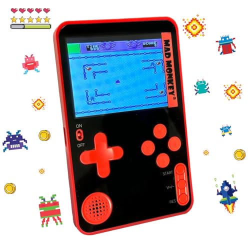 Retro Slim Konsole - Handheld Spielkonsole mit 300 Retro Games - Mini Konsole mit 2.5 Zoll, Batteriebetrieb, USB C Ladung - Spielekonsole für Unterwegs von Mad Monkey