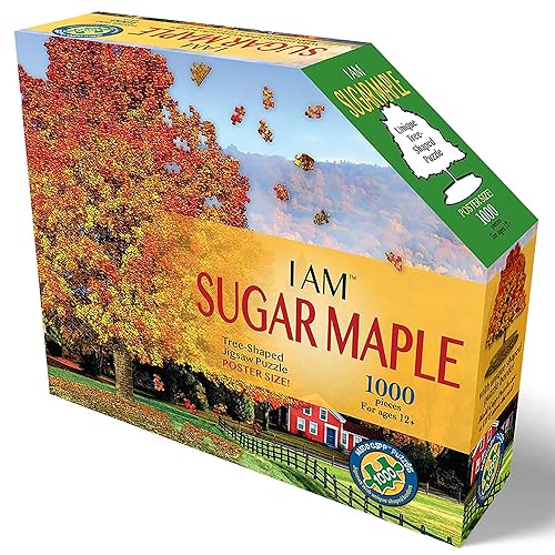 Madd Capp: I Am Sugar Maple – 1000-teiliges Puzzle in Baumform, 35 x 38 cm, fertige Größe, inklusive pädagogischem Faktenheft, Natur-Puzzle von Madd Capp