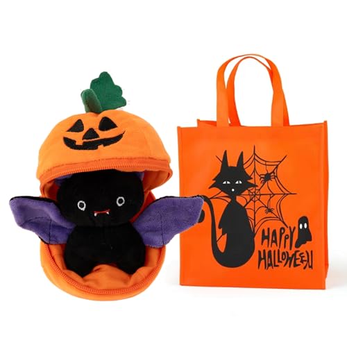 Made By Aliens Gruselige Halloween-Stofftiertasche mit Reißverschluss – bezauberndes und niedliches Katzen-Plüschtier – perfekte Halloween-Dekoration und Geschenk für alle Altersgruppen – von Made By Aliens