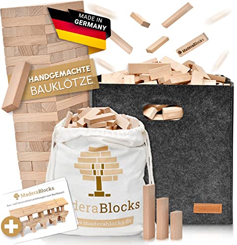 1.000-3.000 Holzbausteine Natur Für Kitas + 1x Baumpflanzung, 100% Made in Ravensburg Bauklötze Natur Holz Kinder Konstruktions-Spielzeug, Motorik, (2.000er-Set: 2.000 Bauklötze + 4X Filz-Boxen) von MaderaBlocks