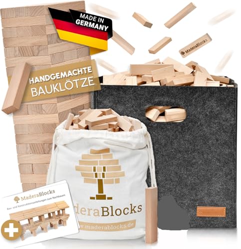 MaderaBlocks® 50 XXL-Holzbausteine Natur, perfekte Ergänzung, 100% Made in Ravensburg Bauklötze Holz unbehandelt Kinder Konstruktions-Spielzeug, Motorik Bausteine 3 4 6 Jahre von MaderaBlocks