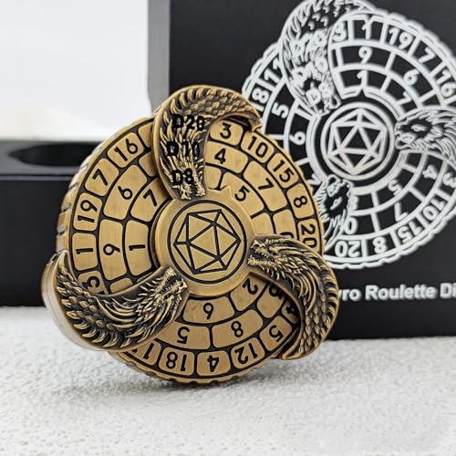 7-in-1 Metall-Fingerspitzen-Kreisel mit Geschenk-Box, Mini-Fidget-Spinner für Tischspiele, Dungeons und Dragons Kompasswürfel (Gold) von Madiou