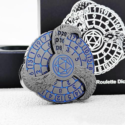 7-in-1 Metall-Fingerspitzen-Kreisel mit Geschenk-Box, Mini-Fidget-Spinner für Tischspiele, Dungeons und Dragons Kompasswürfel (blau) von Madiou