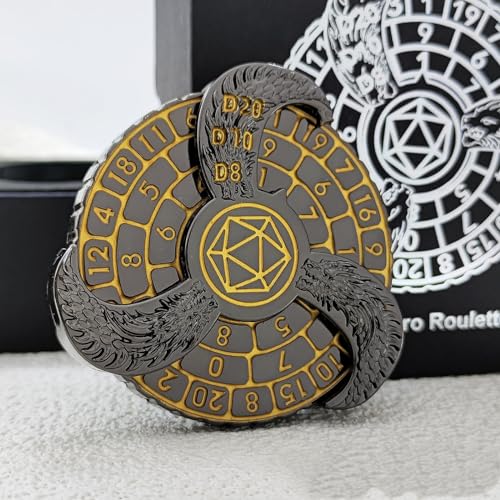 7-in-1 Metall-Fingerspitzen-Kreisel mit Geschenk-Box, Mini-Fidget-Spinner für Tischspiele, Dungeons und Dragons Kompasswürfel (gelb) von Madiou
