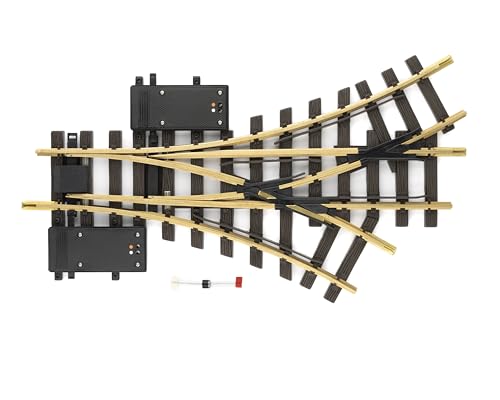 LGB – Elektrische Dreiwegweiche R1 – 30° - 12360, Gleiserweiterung für Gartenbahn, Gleismaterial, Zubehör, Spur G, Maßstab 1:22,5 von LGB