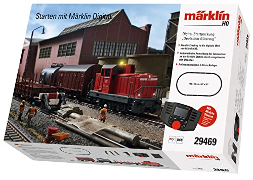 Märklin Modelleisenbahn Digital-Startpackung Moderner Rangierbetrieb 29469 – Diesel-Lokomotive mit Kesselwagen und Güterwagen, inklusive mobiler Station und automatischer Verbindung von Märklin