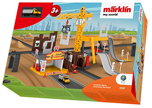 Märklin My World 72222 - Baustellenstation Ergänzungsset - Vollständig ausgestattet - Funktionaler Baukran - Bewegliche Elemente - Spur H0 - Für Kinder ab 3 Jahren von Märklin