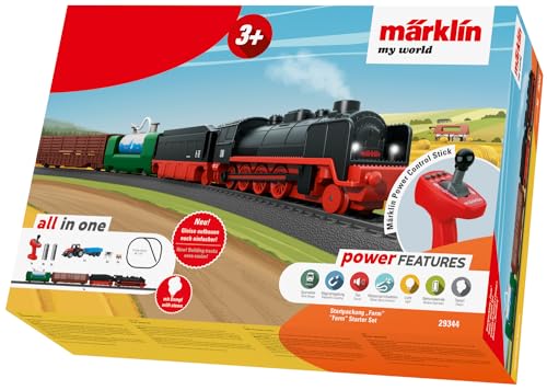 Märklin my world Startpackung Farm - 29344 Elektrischer Schlepptender-Lokomotive 55 cm mit echtem Wasserdampf und viel Zubehör - ferngesteuerte Modelleisenbahn & Dampflok für Kinder ab 3 Jahre von Märklin my world