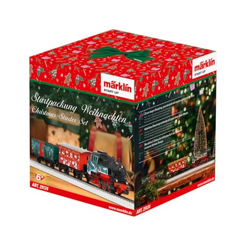 Märklin Start up 29124 - Startpackung Weihnachten mit Dampflok, Personenwagen und Güterwagen in weihnachtlicher Gestaltung, Spur H0, ab 6 Jahren - ideal für den Einstieg in die Modellbahnwelt von Märklin