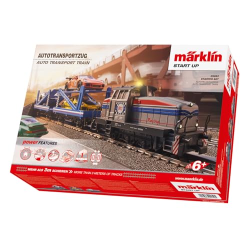 Märklin Start up Startpackung Autotransportzug, 29952, Modelleisenbahn, Spur H0, Startset Lokomotive, Wagen, Schienen und Steuergerät, für Kinder ab 6 Jahren von Märklin