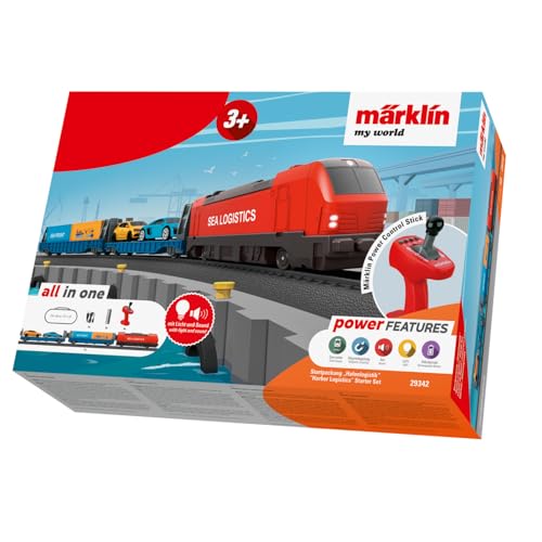 Märklin My World Startpackung Hafenlogistik - Elektrischer Güterzug H0 (55 cm) im Set mit 26 Schienenteilen - Modelleisenbahn mit Fernsteuerung für Kinder ab 3 Jahre von Märklin