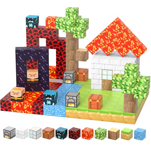 MagNexus Blocs Magnetische Bausteine groß 2,5 cm-Bauen Sie eine magnetische Welt Set 100pcs,STEM Montessori Toddler Sensory Spielzeug für Jungen und Mädchen 3+ Jahre Spielbausteine von MagNexus