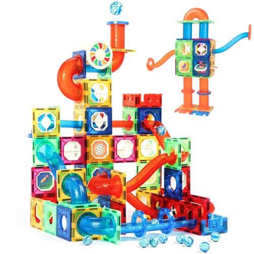 Magblock 122 Teile Magnetische Bausteine Murmelbahn,Magnete Spielzeug für Kinder,STEM Pädagogisches Konstruktion Geschenk für Jungen Mädchen 4-12 Jahren von Magblock