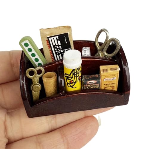 MagiDeal 1/12 Miniatur Dollhouse Dekoration Zubehör Geburtstagsgeschenke Simulation Sundies Organizer Doppelschicht Speicherung von MagiDeal