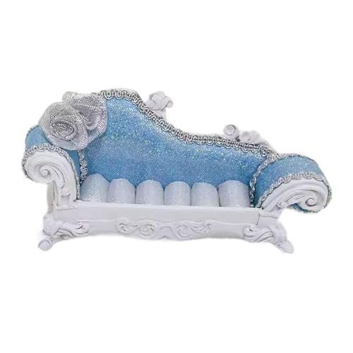 MagiDeal 1/12 puppenhaus Lange Sofa Miniatur Modell 14x8x5cm Realistische Möbel Zubehör Vielseitig Ornament Ohrring Halter, Blaue Rückenlehne von MagiDeal