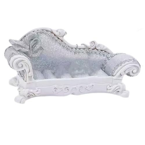 MagiDeal 1/12 puppenhaus Lange Sofa Miniatur Modell 14x8x5cm Realistische Möbel Zubehör Vielseitig Ornament Ohrring Halter, Silberne Rückenlehne von MagiDeal