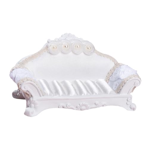 MagiDeal 1/12 puppenhaus Lange Sofa Miniatur Modell 14x8x5cm Realistische Möbel Zubehör Vielseitig Ornament Ohrring Halter, Weiße Rückenlehne von MagiDeal