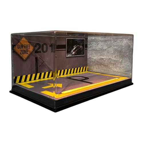 MagiDeal 1/24 Druckguss-Auto-Vitrine, staubdichte Abdeckung, Schutz-Display-Ständer mit LED-Parkplatz-Szene für Sammler-Sportwagen, Schwarz von MagiDeal