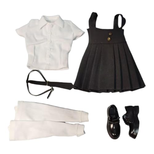 MagiDeal 1/6 Hemd und Kleid, hohe Socken, Retro-lässiges Cosplay, Krawatte und Schuhe, Mini-Hosenträgerrock für 12-Zoll-Puppenfigurenkostüm, Schwarz Und Weiß MagiDeal 1/6 Hemd und Kleid, hohe Socken, Retro-lässiges Cosplay, Krawatte und Schuhe, Mini-Hosenträgerrock für 12-Zoll-Puppenfigurenkostüm, Schwarz Und Weiß von MagiDeal