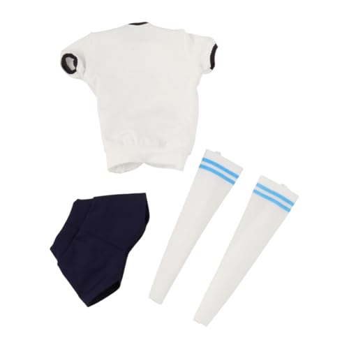 MagiDeal 1/6 weibliche Puppenkleidung Mode Kurzarm und Shorts mit Langen Socken handgefertigte Miniatur für 12'' weibliche Puppenkleidung ACCS, Weiß Blau Lockere Passform von MagiDeal