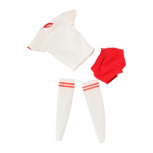 MagiDeal 1/6 weibliche Puppenkleidung Mode Kurzarm und Shorts mit Langen Socken handgefertigte Miniatur für 12'' weibliche Puppenkleidung ACCS, Weiß Rot Enge Passform von MagiDeal