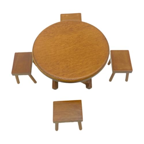 MagiDeal 1:12 Holz Esstisch Stuhl Modell Set Jungen Mädchen Simulation Puppenhaus Dekor Tisch Stühle für Feengarten Dekor, Kaffee von MagiDeal