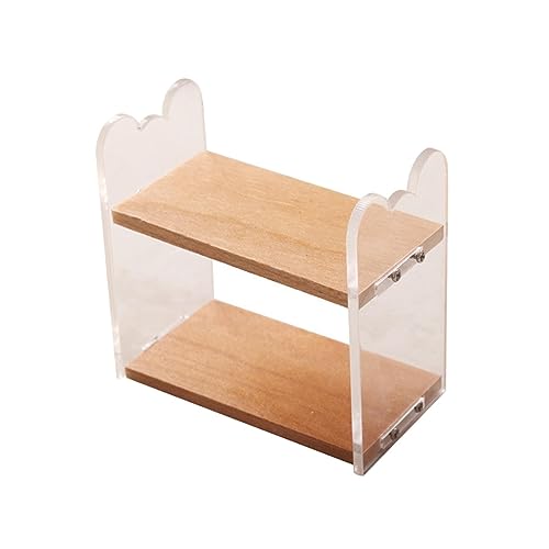 MagiDeal 1:12 Puppenhaus Miniatur Display Rack Acryl Holz Regal Bücherregal Lagerregale 2 Schicht für Puppenhaus Szenen erstellen Spielzeug Dekor DIY von MagiDeal