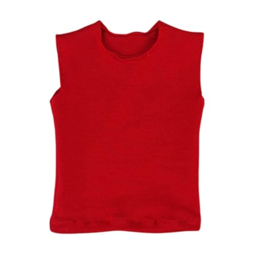 MagiDeal 1:6 Männer T-Shirt ärmellose Weste Outfits handgemachte Kurzarm Puppenkleidung Miniatur für 12 Zoll Dress up ACCS Action-Figuren, Rot von MagiDeal