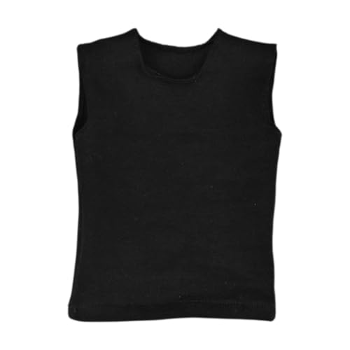 MagiDeal 1:6 Männer T-Shirt ärmellose Weste Outfits handgemachte Kurzarm Puppenkleidung Miniatur für 12 Zoll Dress up ACCS Action-Figuren, Schwarz von MagiDeal