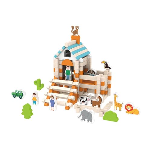 MagiDeal 120x Holzbausteine Set Montessori Spielzeug Puzzles Technisches Lernspielzeug für Jungen Mädchen im Alter von 3 4 5 6 Jahren von MagiDeal