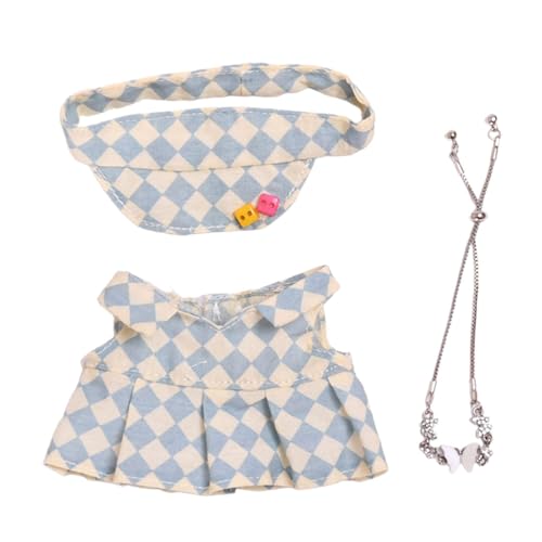 MagiDeal 15 cm Puppenkleidung, Puppen-Outfits, Plüsch-Puppenzubehör, Kostüme, Foto-Requisiten, zum Anziehen, bequem, stilvoll, DIY-Puppenkleid-Kits, Blaue Halskette von MagiDeal