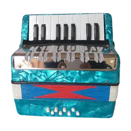 MagiDeal 17 Tasten 8 Bass Klavier Akkordeon Hand Klavier Akkordeon Holz Tragbares Musikinstrument für Musikliebhaber Amateur Geburtstagsgeschenk, Himmelblau von MagiDeal