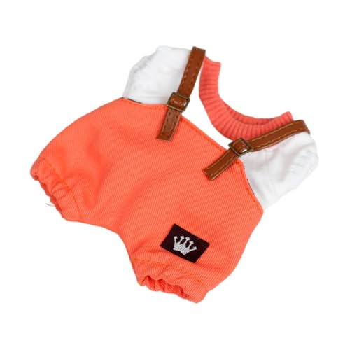 MagiDeal 17 cm Plüsch-Puppenkleidung, süßes Plüsch-Puppenzubehör, Bequeme Kostüme, stilvoller Plüsch-Puppen-Overall, Hemd-Set, Puppen-Outfit, Orange von MagiDeal