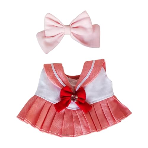 MagiDeal 17cm Puppenkleidung Puppenkleidung Anziehen Bequemes Rollenspiel Stilvolle Foto-Requisiten Plüsch Puppenzubehör Puppenkleid DIY, Rot Und Rosa von MagiDeal