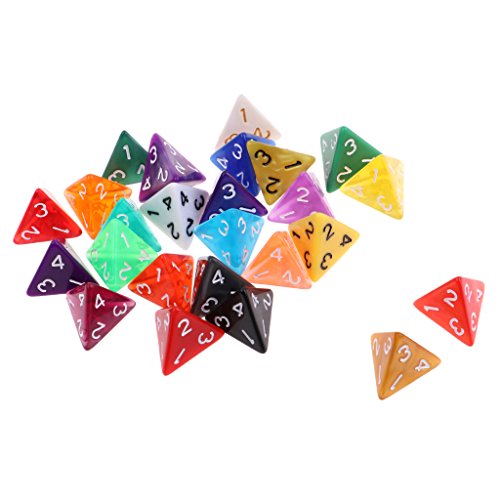 MagiDeal 25 Stück Kunstoff 4 Seitig D4 Dice Würfel Spielwürfel für Brettspiele Partyspiele von MagiDeal