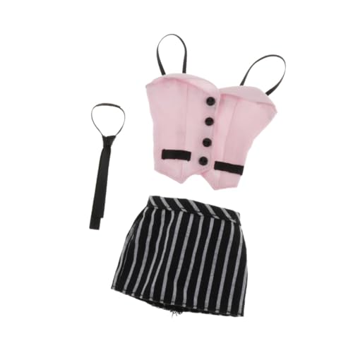 MagiDeal 3 Stück 1/6 Skala weibliche Kleidung Top Rock und Krawatte, Damen Kleidung Set Geschenke Outfit für 12 Zoll Action Figur, Rosa von MagiDeal