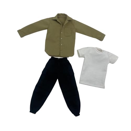 MagiDeal 3 Stücke 1/6 Action-Figuren Kleidung Set Outfit Kostüm Szene Foto Prop Cosplay Dress up Hosen Shirts für 12 "männliche Action-Figur, Beige von MagiDeal