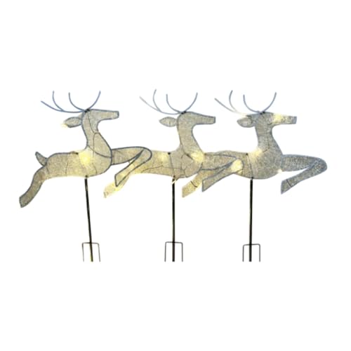 MagiDeal 3-teiliges Weihnachts-Rentier-Set mit beleuchtetem Hirsch, süßes Requisit, Urlaubsdisplay, LED-Leuchten, Bodenpfähle, Hof-Ornament für Hof und Rasen von MagiDeal