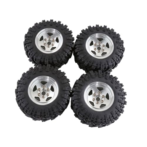 MagiDeal 4 Stück RC-Räder und Reifen, RC-Upgrade-Teil, ersetzen Sie RC-Crawler-Autoreifen für 1/12 RC-Crawler-Auto-DIY-Zubehör, Silbrig von MagiDeal