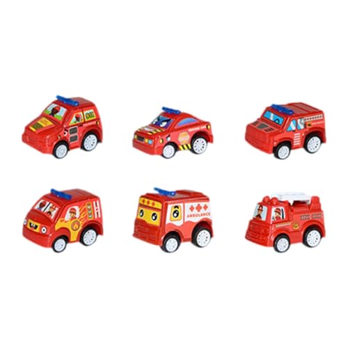 MagiDeal 6X Mini Pull Back Autos Fahrzeuge Party Favors Niedlichen Cartoon Realistische Spielen Spielzeug für Jungen Im Alter von 3 4 5 6 Jahre Alt Kinder, Feuerwehrauto von MagiDeal