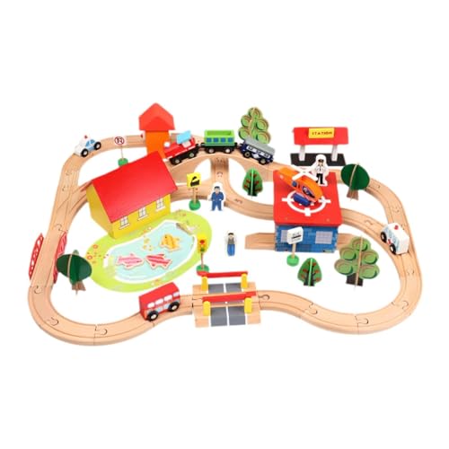 MagiDeal 70x Holzeisenbahn Track Spielset Montessori Spielzeug DIY Montieren Vorschule Lernen Spielzeug für Alter 3 + Jahre Kinder Geburtstag Geschenke von MagiDeal