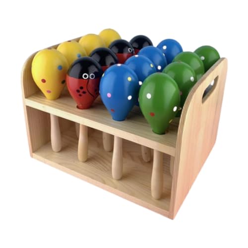 MagiDeal 8X Holz-Maracas, handbemalt, Maracas, Bastelspielzeug, professionelles DIY-Musikinstrument, Handpercussion für Live-Spiele, KTV von MagiDeal