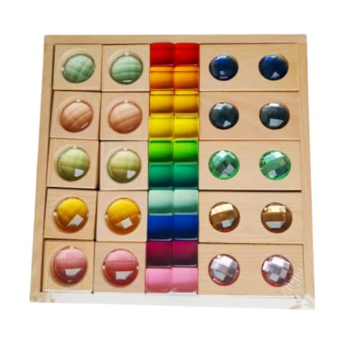 MagiDeal Acryl-Holzklötze-Set, Regenbogen-Stapler, Konstruktionsspielzeug, buntes Montessori-Spielzeug, Stapelspielzeug für Jungen und Mädchen, von MagiDeal