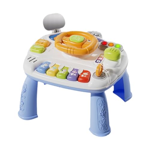 MagiDeal Baby-Aktivitätstisch, Musikspielzeug, Früherziehungsspielzeug, Rückspiegel, 2-in-1-Ampel, sensorisches Spielzeug für Kinder, Jungen, Geschenke, Blau von MagiDeal