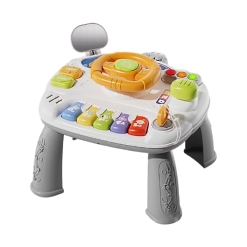 MagiDeal Baby-Aktivitätstisch, Musikspielzeug, Früherziehungsspielzeug, Rückspiegel, 2-in-1-Ampel, sensorisches Spielzeug für Kinder, Jungen, Geschenke, Grau von MagiDeal