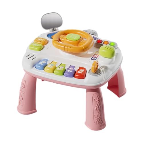 MagiDeal Baby-Aktivitätstisch, Musikspielzeug, Früherziehungsspielzeug, Rückspiegel, 2-in-1-Ampel, sensorisches Spielzeug für Kinder, Jungen, Geschenke, Rosa von MagiDeal