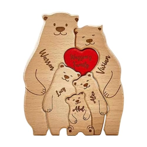 MagiDeal Bärenfamilie Holzkunst Puzzle Holzdekoration Süße Geburtstagsgeschenke Skulpturen Familie von für Hauswärme Hauswärmeln, 5 Bären von MagiDeal