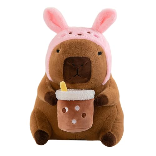 MagiDeal Bequeme süße Capybara Stofftier Plüsch Capybara Puppe für Kinder, Rosa Hut von MagiDeal