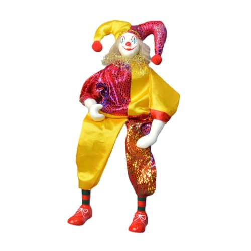 MagiDeal Clownpuppe aus, Figur, Puppenornament, kreative Wohnkultur, dekoratives Sammlerstück, Clownmodell, Porzellanpuppe für Schreibtischparty von MagiDeal